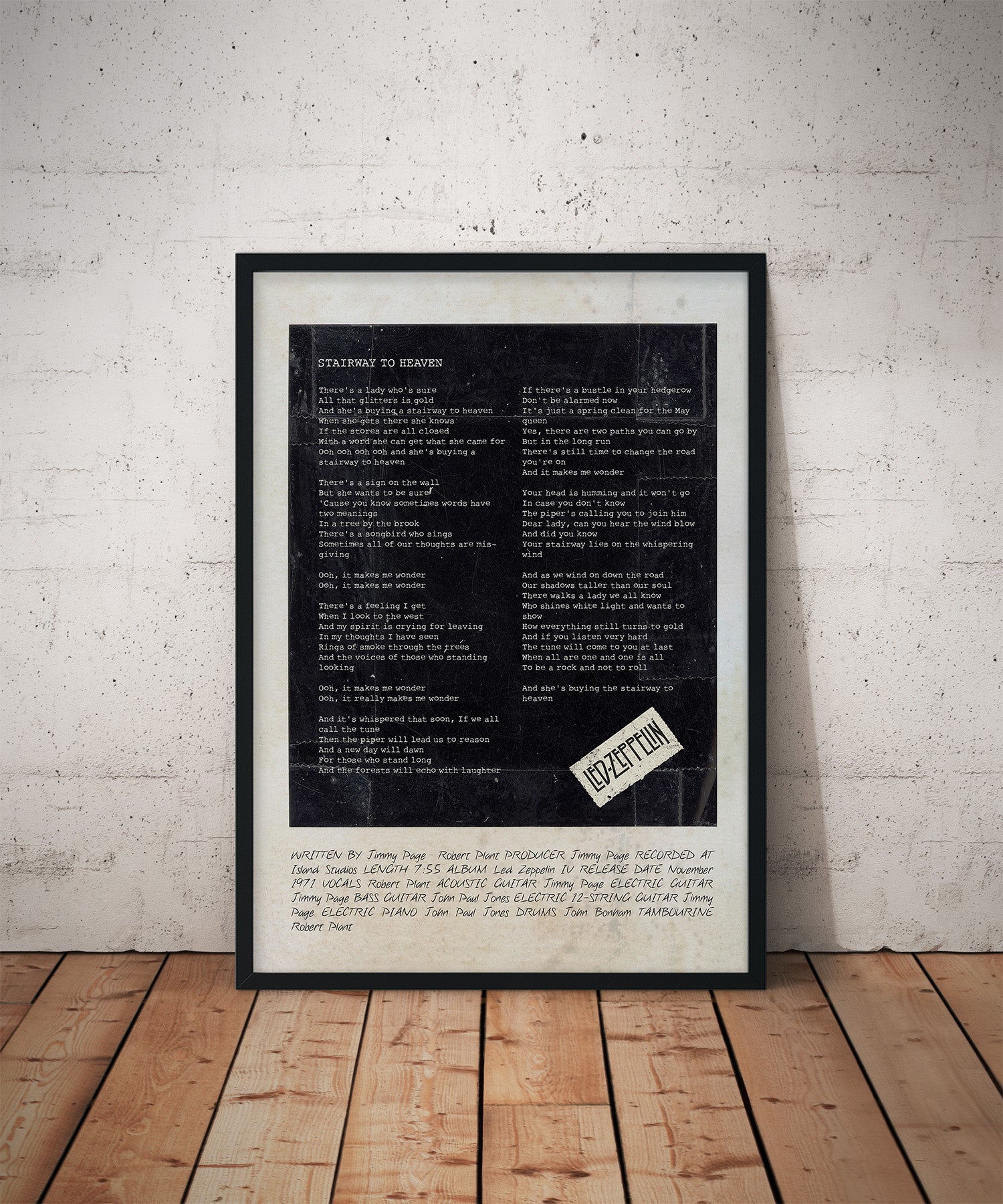 Led Zeppelin | Stairway to Heaven Lyrics Print
